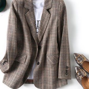 J.ING Plaid Blazer in Brown and Gray